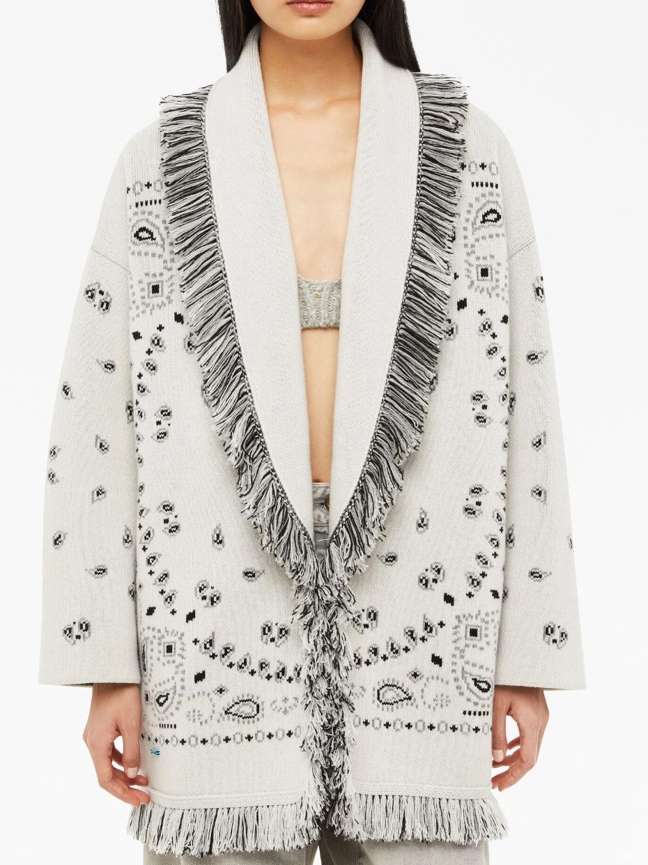 Affordable cashmere Alanui Jacquard Women cardigan Bandana fringed 0703